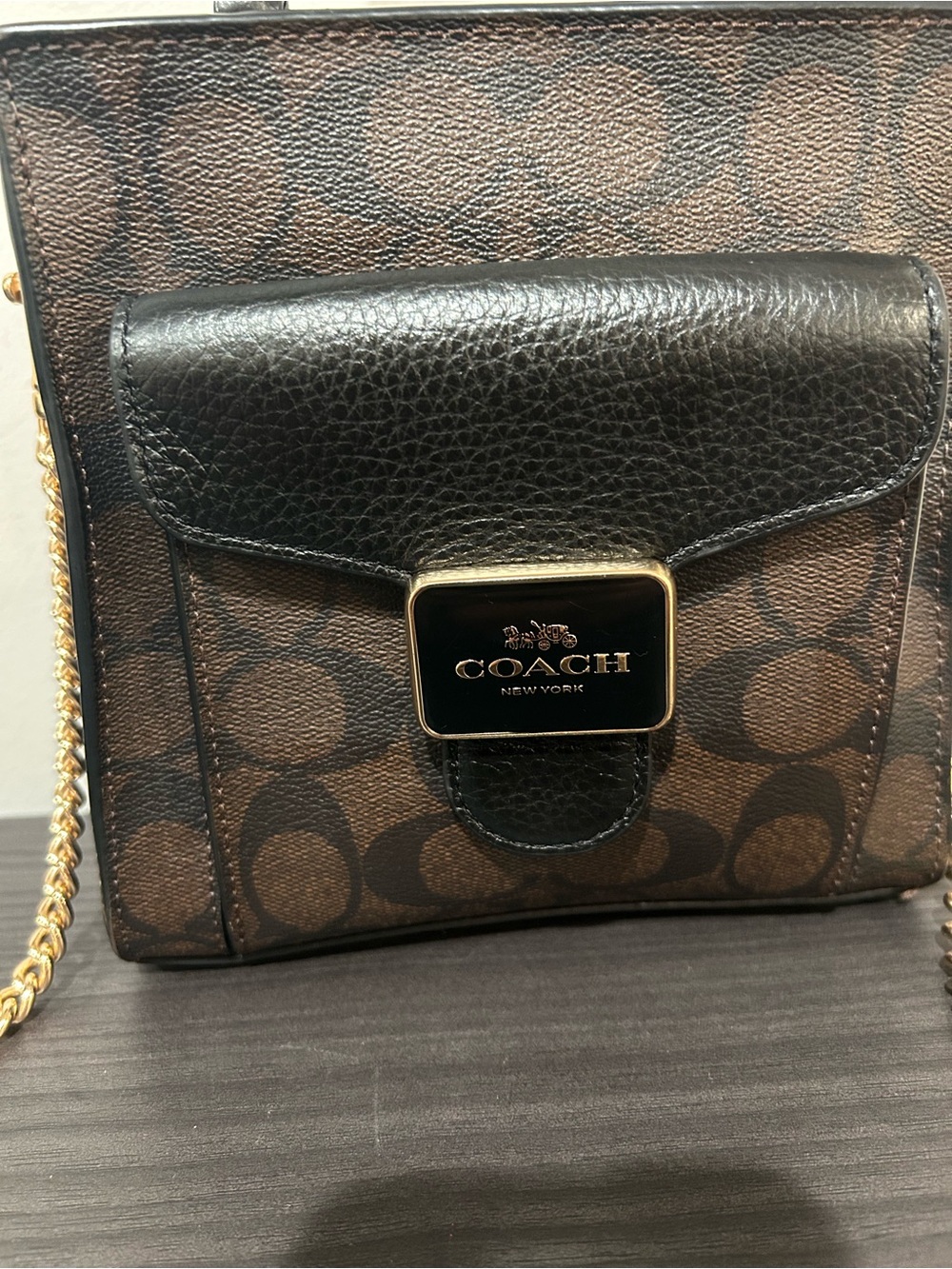 Coach Mini Pepper Crossbody in Signature Canvas with a black pebbled leather - Picture 9 of 12